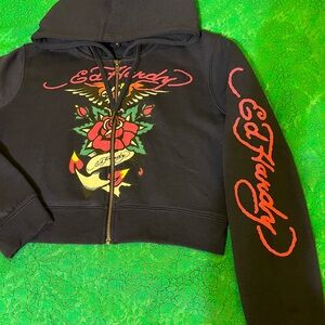 Ed Hardy cropped navy blue Women's Sweater